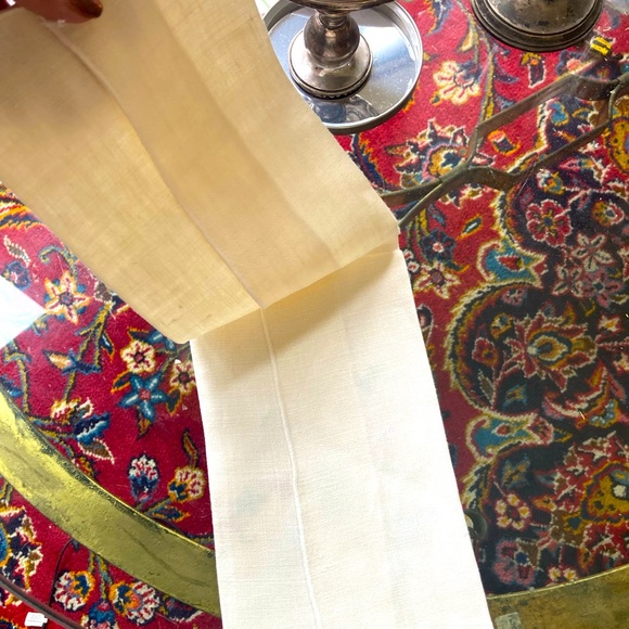 Pastel blue s d pink cross stitch embroidered fingertip towel linen 1960s. - Picture 5 of 6